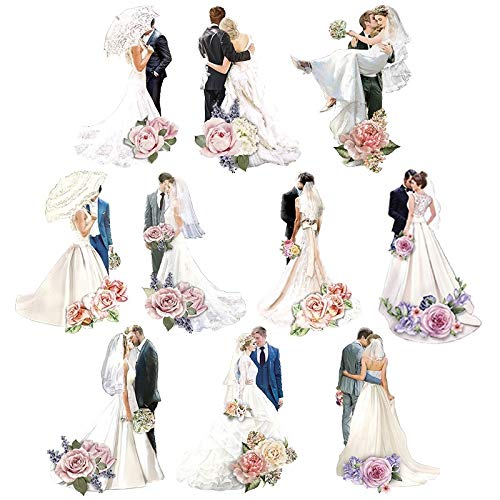 Ideen mit Herz 3D Motifs, Cut-Out, Approx. 7-10 cm, Pack of 10 Pictures for Crafts & Decorating, Make Your Own Greeting Cards, Picture Motifs for Scrapbooking and DIY Decoration (Bridal Couples 02)