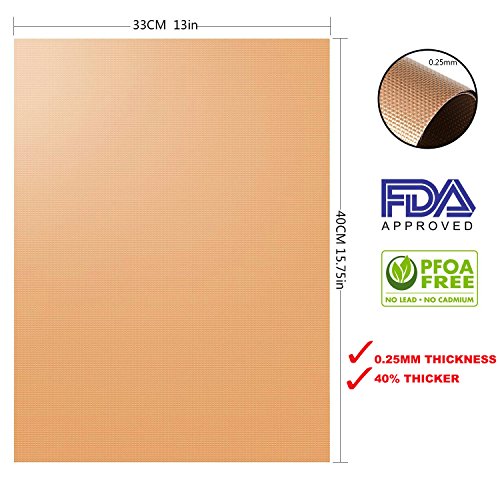 SMART HOME CHEF Copper Grill Mat Set of 6 - Non-stick BBQ Grill & Baking Mats - FDA Approved, PFOA Free, Golden Grill Mats & Bake Mats Reusable & Easy to Clean - grill mat serve kitchen & Outdoor (6)