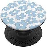 Aesthetic Light Blue Flowers Retro Daisy PopSockets Adhesive PopGrip