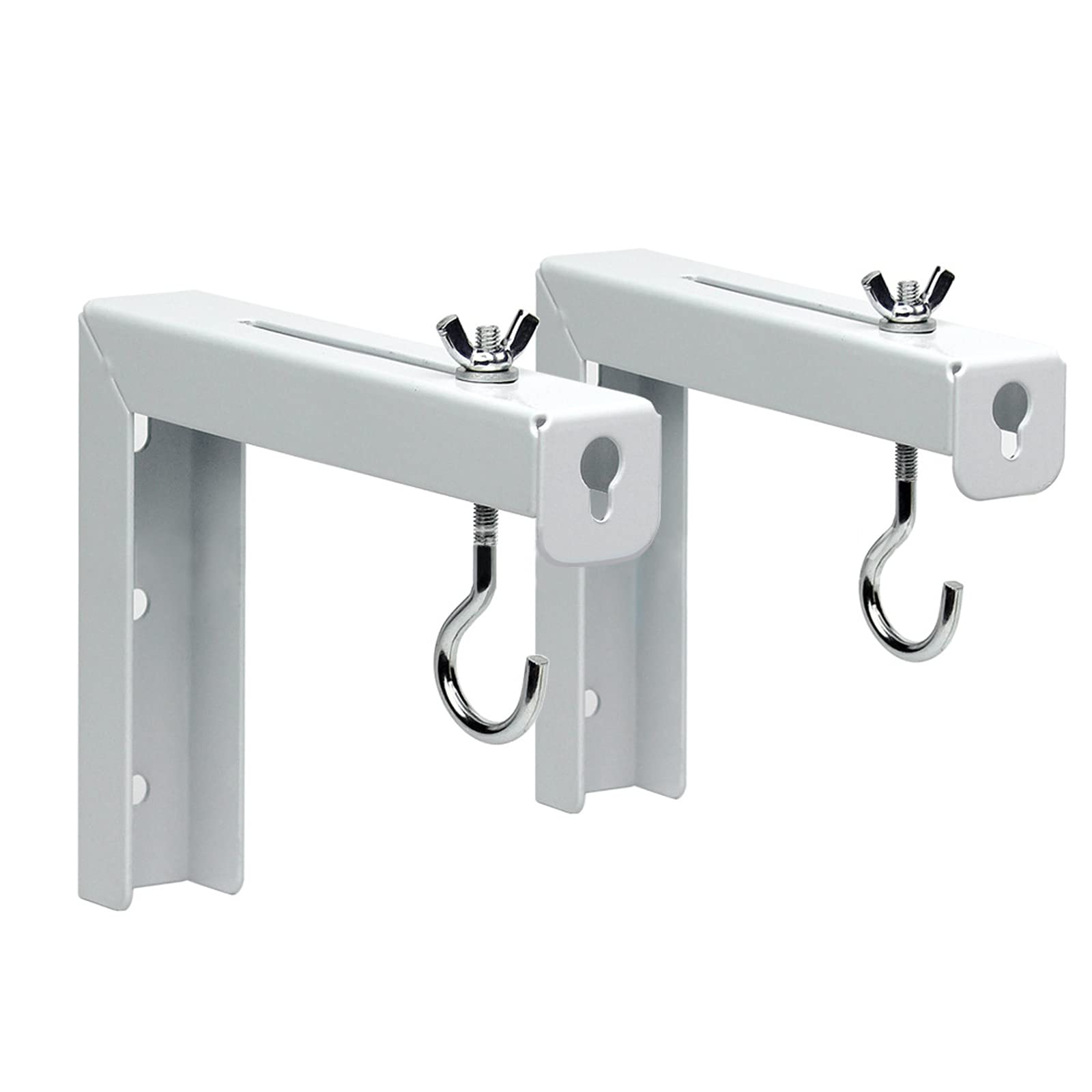 Morobor Universal Projector Screen L-Bracket Wall Hanging, 2pc Adjustable Extension with Hook Manual, Wall or Ceiling Mount - Includes Hooks and Hardware