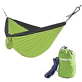 ELEMENTEX Portable Parachute Nylon Travel Camping Backpacking Hammock - Large Gray & Green
