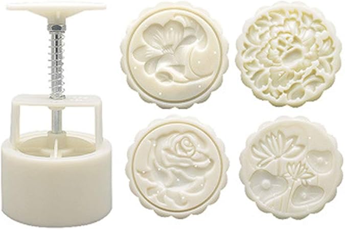 Ningye Moule A Gateau De Lune 125 G Avec 4 Timbres Moule A Biscuits Sous Pression A La Main Outil De Decoration De Gateau A Faire Soi Meme Mi Automne Festival Lune Amazon Fr Cuisine