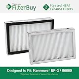 FilterBuy 2 - Kenmore EF-2 86880 Exhaust Vacuum HEPA Filters. Designed by to replace Sears Kenmore Part # 20-86880 (86880), 40320, EF2, 610445. Also replaces Panasonic MC-V194H.