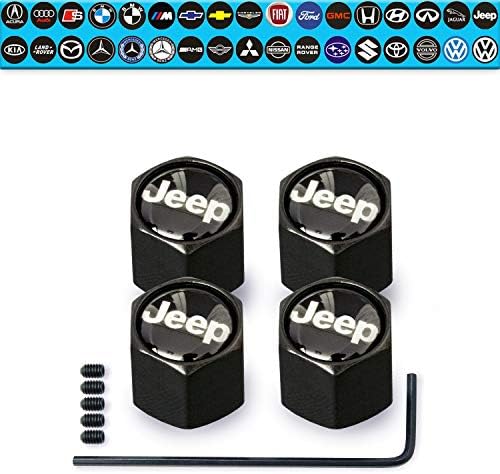 Custom Tire Valve Stem Caps (35 Vehicle Models) Anti-Theft Hexagon Design | Car, Truck, SUV | Leakproof, Airtight, Dustproof Seal | All-Weather, Lock Tight Fit (for Jeep Vehicles)