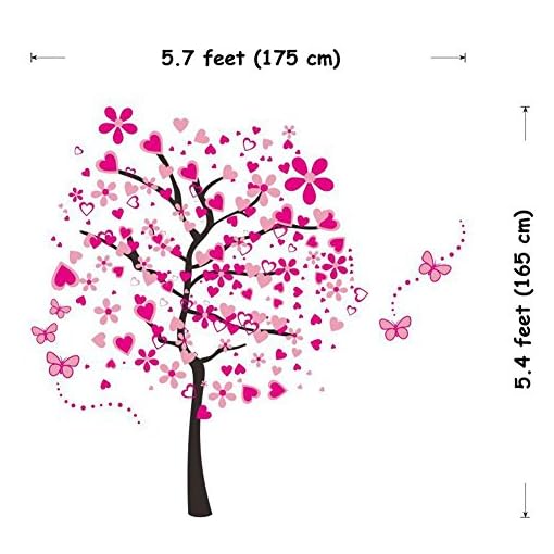 ElecMotive Huge Size Cartoon Heart Tree Butterfly Wall Decals Removable Wall Decor Decorative Painting Supplies & Wall Treatments Stickers for Girls Kids Living Room Bedroom - Image 8