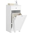 SoBuy Laundry Cabinet Bathroom Tilt-Out Hamper Unit with Drawer Hidden Basket Chest Bath Storage Cupboard, White BZR21-W