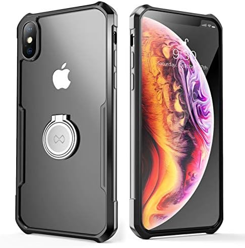 iPhone Xs Max Clear Case, Ultra-Slim iPhone Xs Max Case Tempered Screen Protector(as Gifts) Ring Holder Stand Compatible Magnetic Car Mount Cover Case Apple iPhone Xs Max (2018) 6.5 inch