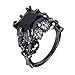 OBSEDE Stainless Steel Rings for Men Women Black Skull Head Rings with Purple CZ Stone 8