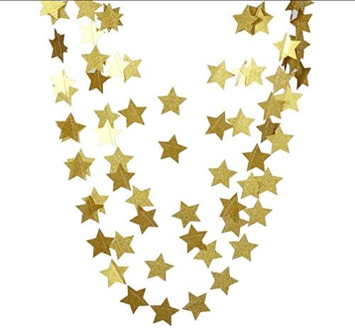 Parmay Gold Glitter Star Garland New Year's Party Decor 12 Feet