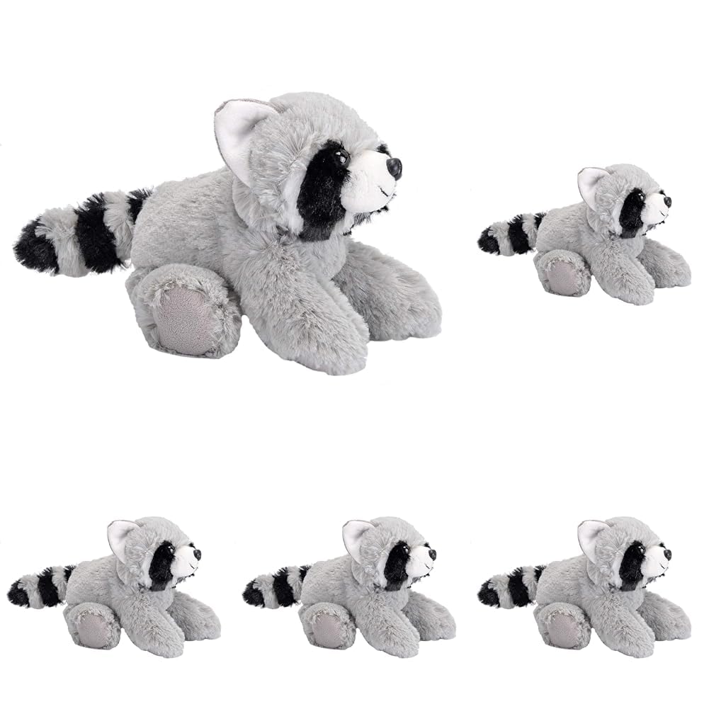 Wild Republic Raccoon Plush, Stuffed Animal, Plush Toy, Gifts for Kids, Hug’Ems 7 Inches (Pack of 5)