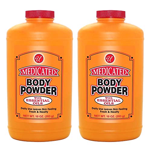 2 Pack Medicated Body Powder with Essential Oils 10 oz Cooling Relief Skin Care