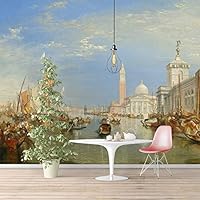 Wall Murals Self-Adhesive Removable The Dogana and San Giorgio Maggiore by Joseph Mallord William Turner Wallpaper Home Decoration for Living Room,Bedroom - 66x96 inches