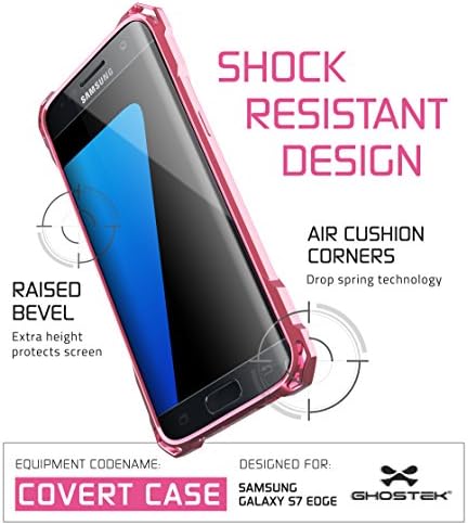S7 Edge Case, Ghostek Covert Series for Samsung Galaxy S7 Edge Premium Impact Protective Armor Case Cover | Clear TPU | Explosion-Proof Screen Protector | Ultra Fit (Rose Pink)