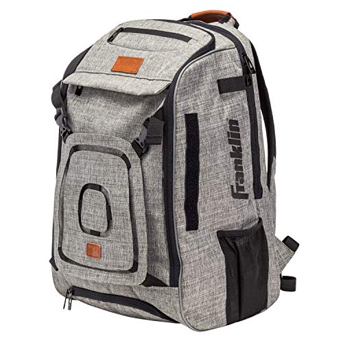 Franklin Sports MLB Traveler Plus Baseball Backpack - Baseball Bag or Softball Backpack - Stores Batting Glove, Helmet, Cleats and More - Gray