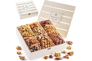 Bonnie and Pop Deluxe Nut Crate | Gourmet Assorted Nuts in Reusable Wood Crate | Variety Tray - Birthday, Sympathy, Office, M