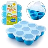 Samuelworld Baby Food Storage Container, Baby Food Freezer Tray with Lid, 9x2.5oz BPA Free, FDA Approved, Silicone, Perfect For Homemade Baby Food, Vegetable & Fruit Purees and Breast Milk (blue)
