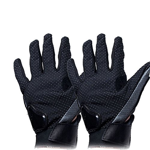 Tonsiki Carbon Fiber Motorcycle Motorbike Cycling Racing Full Finger Gloves (Grey, L)