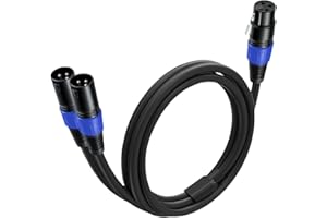 Jozzai 1 Pack XLR Splitter Cable 1.6 FT, 1 Female to 2 Male Patch Y Cable, Balanced Microphone Splitter Cord Audio Adaptor, Used for Microphone, Effector, Mixer, Equelizer, DMX LED, Amplifier, Guitar
