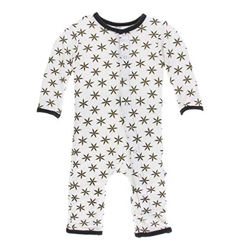 Kickee Pants Little Boys Print Coverall with Snaps - Natural Star Anise, 18-24 Months