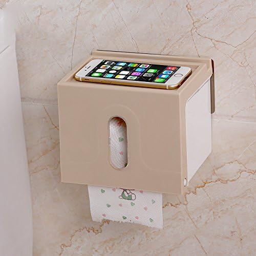 Plastic Sucker Roll Paper Holder Toilet Waterproof Sucker Paper Towel Rack,Khaki