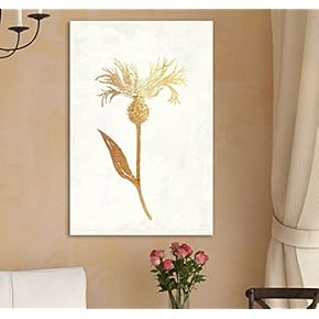 Canvas Wall Art - Vintage Style Golden Flower - Giclee Print Gallery Wrap Modern Home Art Ready to Hang - 12x18 inches