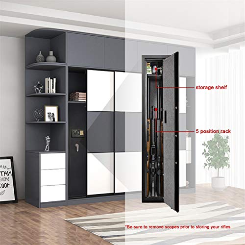 Moutec Electronic Rifle Safe, Quick Access 5-Gun Large Metal Rifle Gun Security Cabinet (with/Without Scope) with Separate Pistol/Handgun Lock Box - Thumbnail 6