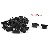 SODIAL(R) 25 Pcs Anti Dust Black Soft Plastic Dock Cover Micro USB Port Ear Jack