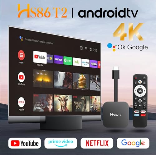 Android TV Stick 14.0, Smart TV Stick 2GB RAM 16GB ROM RK3518 Chip, Dual WiFi 2.4G/5.8G, BT5.0, HDMI 2.0 & HD 4K, Voice Remote Support for Video and Audio, Black 2026