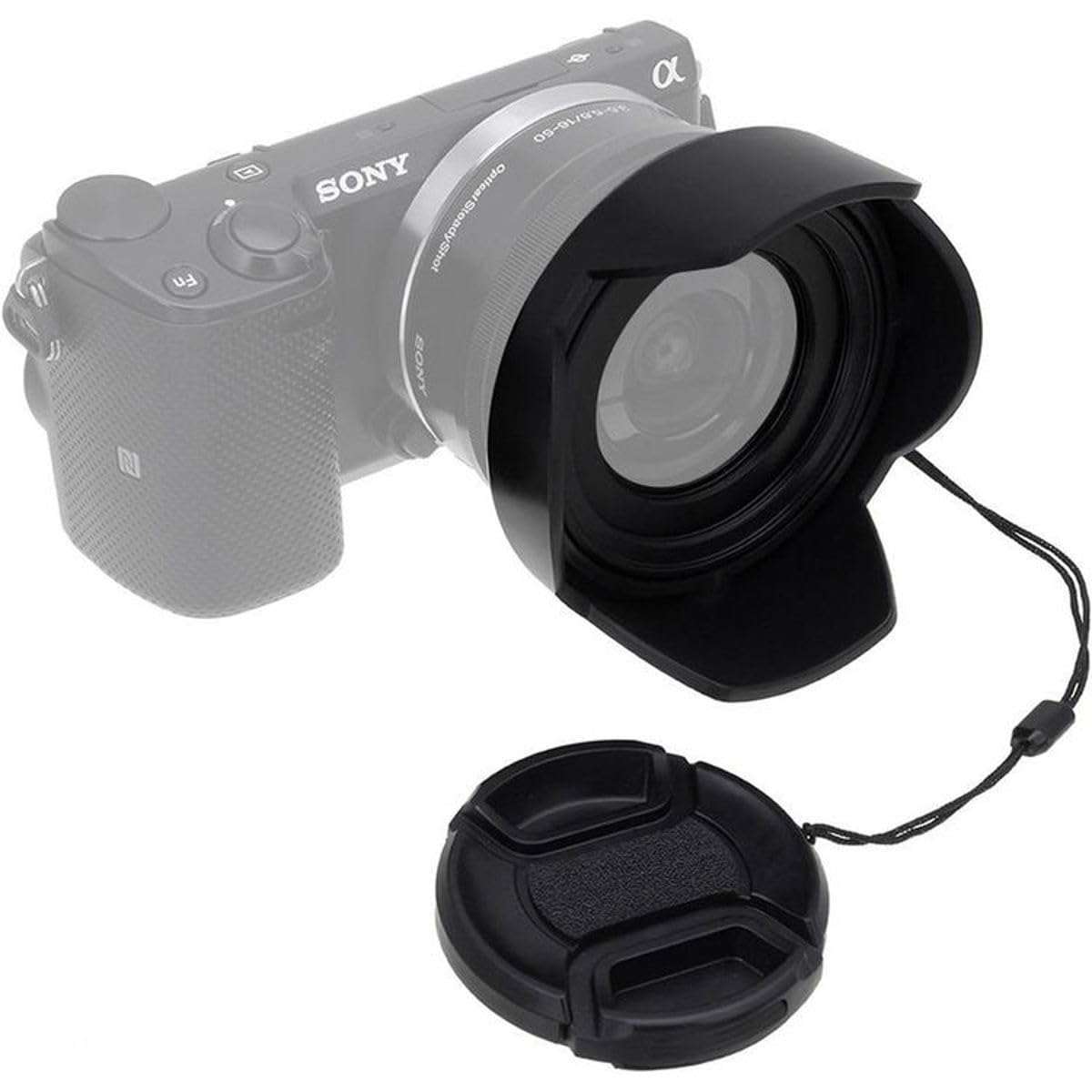 Fotodiox Reversible Lens Hood Kit for E-Mount PZ 16-50mm F3.5-5.6 OSS E-Mount Power Zoom Lens, Reversible Tulip Flower Hood w/Cap