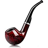 Joyoldelf Tobacco Pipe, Classic Smoking Pipe with Foldable Pipe Stand, Bent Tobacco Pipes for Smoking with Gift Box and Smoking Accessories