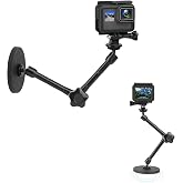 Mippko Magnetic Camera Mount for GoPro Hero/Insta 360 / DJI OSMO/AKASO Action Camera,3.46 inch Diam Magnetic Rubber Coating Base,10 inch Length Adjustable Aluminum Alloy Arm