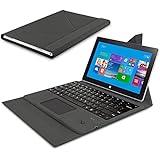 Surface Pro 4/Pro 3 Type Cover EC Technology Wireless Bluetooth Keyboard with Ultra Slim Magnetic Protective Cover/Holder/Stand, Trackpad, Built-in Battery for Surface Pro 3 / Pro 4 Tablet- Grey