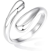 Non Tarnish Gold Chunky Rings for Women, 14K Gold Plated Statement Dome Rings Stacking Silver, Adjustable Mens Eternity Wedding Band Mixed Metal Jewelry Size 3-13