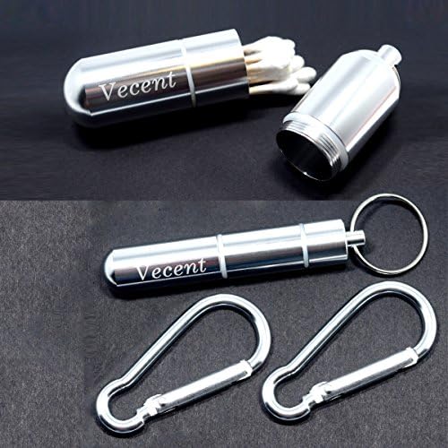 Vecent Portable Toothpick Holder All Purpose Mini box Waterproof Toothpick Box Pocket Metal Pill Case Key chain Cotton Swab Box Earphone box (4.3 IN &amp; 3.1 IN)