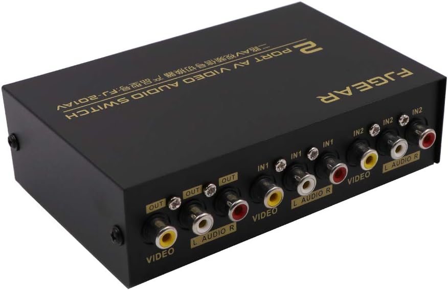 WYMECT 2-Port AV Switch RCA Switcher 2 in 1 Out Composite Video L/R Audio Selector Box for DVD VCR STB Game Consoles