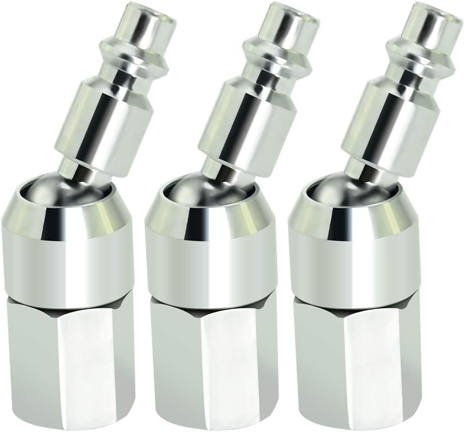 Gasher 1/4" Swivel Air Plug, 3-Pack Industrial Swivel Coupler and Plug, 1/4-Inch NPT Female Thread, Air Hose Fittings - - 