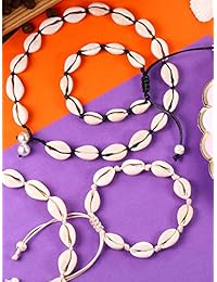 meekoo 4 Pieces Natural Shell Choker Hawaii Cowrie Shell Necklace Set Summer Beach Seashell Anklets Bracelets Handmade Jewelry for Girls Women Holidays