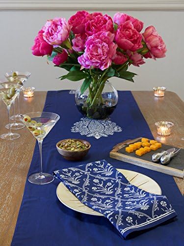 Mood Indigo ~ Modern Navy Blue White Paisley Dinner Napkin