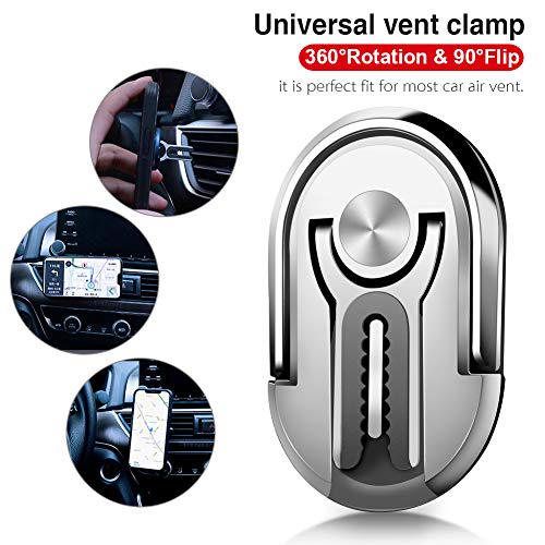 Phone Ring Holder - Sanp Three-in-one Multipurpose Mobile Phone Bracket Holder Stand 360 Degree Rotation & 90°Flip for Car Home, Multiple-Angle Car Phone Mount (Silver) - Thumbnail 7