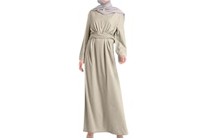 Lmdudan 2023 Women Islamic Maxi Dresses Ladies Muslim Abaya Dress Solid Long Sleeve Jilbab Prayer Clothes Middle East Robe