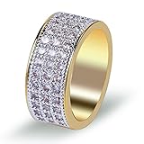 TOPGRILLZ 18K Gold 10mm Eternity Wedding Engagement Band Lab Diamond Iced Out Mens Ring