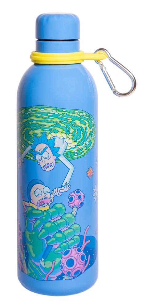 Grupo Erik Metal Water Bottle 500ml / 17oz - Rick and Morty Gifts | Hot and Cold Water Bottle Stainless Steel, Cute Travel Bottles Gym | Cool Gifts Under 20 Pounds