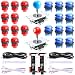 Hikig New Updated Version 2-Player LED Arcade DIY Kit - 2X Zero Delay LED USB Encoder + 2X Arcade Joystick + 20x LED Arcade Buttons for MAME, PC, Windows, Raspberry Pi, Arcade1Up (Red & Blue Kit)