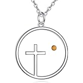 VONALA Cross Mustard Seed Necklace for Women 925 Sterling Silver Dainty Faith Pendant Necklace Christian Jewelry Baptism Confirmation Religious Christmas Gifts