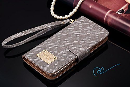 "US Seller" MKAyDiN New Elegant Luxury 2 Folds PU Leather Wallet Style Flip Cover iPhone X Case. MK (Silver)