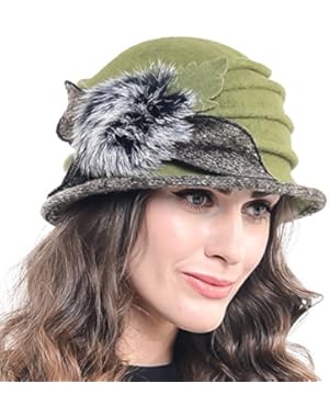 Women Dressy Wool Cloche Bucket Hat C030A-8