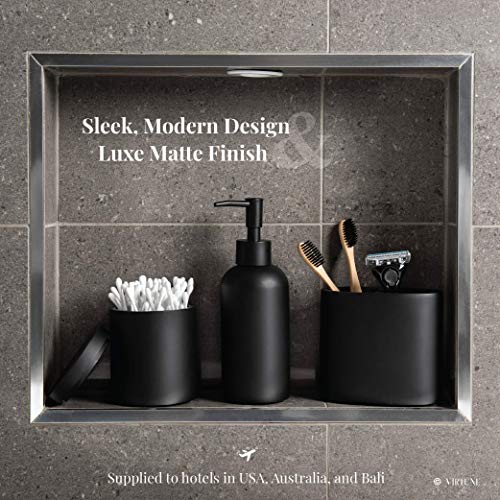 Premium 5 Pcs Matte Black Bathroom Accessories Set Complete. Black