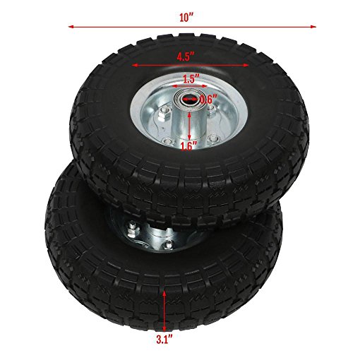 go2buy 4 Pcs 10Inch Solid Rubber Tyre Wheels for Garden Utility Wagon Cart Trolley Tires