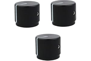 Guyker 3Pcs Guitar Aluminum Alloy Flat Top Control Knobs Dia. 6mm(0.24") Shaft Pots - Dome Tuning Potentiometer Knob Replacement Part for Electric Guitar or Precision Bass, black