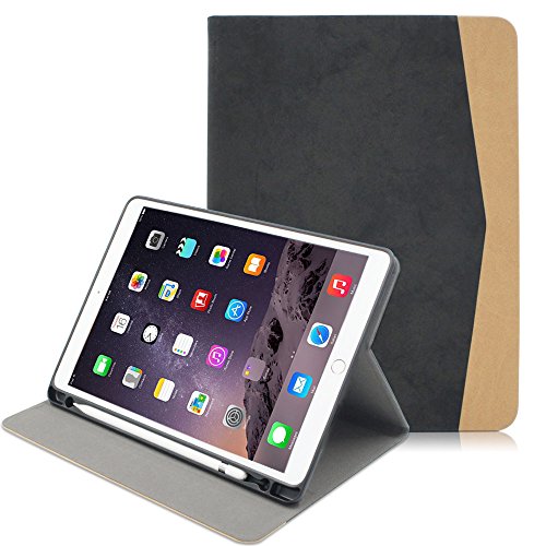 Buruis iPad Pro 10.5 Case - Stylish Stand Book Case Cover for Apple iPad Pro 10.5 Inch 2017, with Apple Pencil Holder, Multiple Viewing Angles (Black)